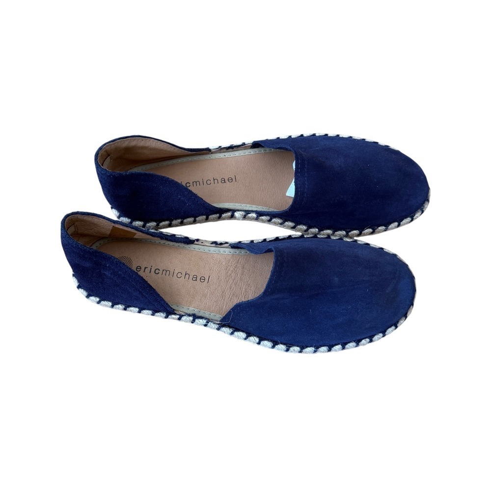 Eric Michael Espadrille Flats Navy Suede Leather Slip On Casual Shoes - Picture 3 of 6